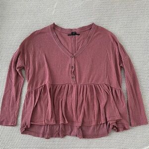 Free People Waffle Peplum Top